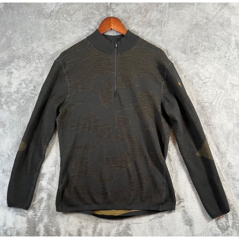 SMARTWOOL Merino Base Layer Mens Large Intraknit Thermal Mock Neck 1/4 Zip Top